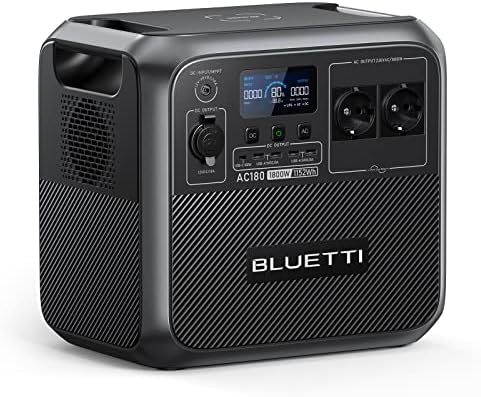 BLUETTI AC180 Générateur Portable 1152Wh 1800W LiFePO4 Charge 0-80% en 45 Min pour Camping-Car Reconditionné